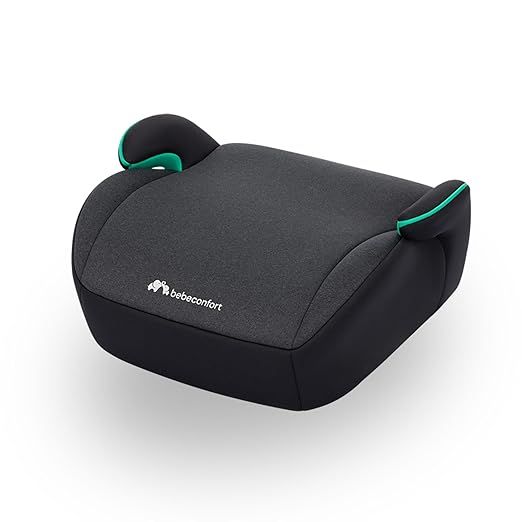 Bebeconfort Manga i-Safe, Kindersitzerhöhung, 6–12 Jahre, 128–150 cm, Folgekindersitz, Kompakt & Leicht (<1 kg), Einfache Gurtmontage, Gepolstert, Soft-Touch-Gewebe, Tinted Black