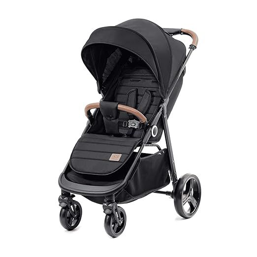 Kinderkraft Grande Plus Kinderkraft Buggy from Birth to 22 kg, Folding with One Hand, Reclining Position, Large Hood with Window, All 4 Wheels Cushioned, Spacious Seat, Black